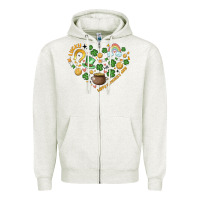 Oatmeal Heather st patricks  hearts Zipper Hoodie - MaliasSmallBusiness