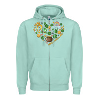 Seafoam st patricks  hearts Zipper Hoodie - MaliasSmallBusiness