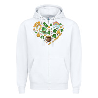 White st patricks  hearts Zipper Hoodie - MaliasSmallBusiness