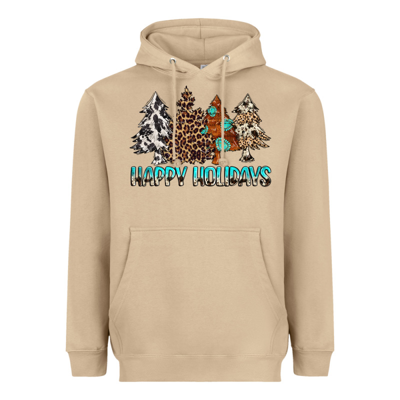 Happy Holidays Trees Heavyweight Hoodie by MaliasSmallBusiness | Teevron