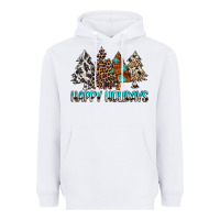 White Happy Holidays Trees Heavyweight Hoodie - MaliasSmallBusiness