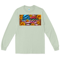Matcha usa flag and serape with leopard and sunflowers license plate Long Sleeve Tee - Artiststas