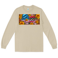Mushroom usa flag and serape with leopard and sunflowers license plate Long Sleeve Tee - Artiststas