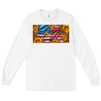 White usa flag and serape with leopard and sunflowers license plate Long Sleeve Tee - Artiststas