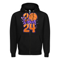 Black senior 2024 basketball Zipper Hoodie - MaliasSmallBusiness