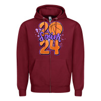 Burgundy senior 2024 basketball Zipper Hoodie - MaliasSmallBusiness