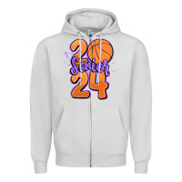 Dove Grey senior 2024 basketball Zipper Hoodie - MaliasSmallBusiness