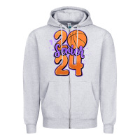 Heather Grey senior 2024 basketball Zipper Hoodie - MaliasSmallBusiness
