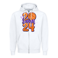 White senior 2024 basketball Zipper Hoodie - MaliasSmallBusiness