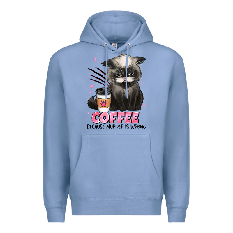 Coffee Because Murder Is Wrong Grumpy Cat Premium Hoodie by JahusDesignShop | Teevron