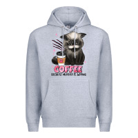 Heather Grey coffee because murder is wrong grumpy cat Premium Hoodie - JahusDesignShop