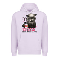 Lilac coffee because murder is wrong grumpy cat Premium Hoodie - JahusDesignShop