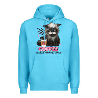 Ocean Blue coffee because murder is wrong grumpy cat Premium Hoodie - JahusDesignShop