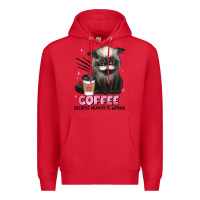 Red coffee because murder is wrong grumpy cat Premium Hoodie - JahusDesignShop
