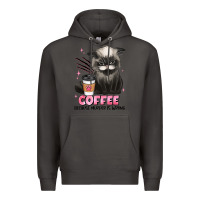 Smoke coffee because murder is wrong grumpy cat Premium Hoodie - JahusDesignShop