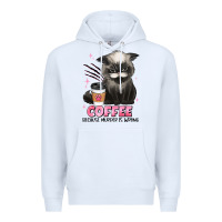 White coffee because murder is wrong grumpy cat Premium Hoodie - JahusDesignShop