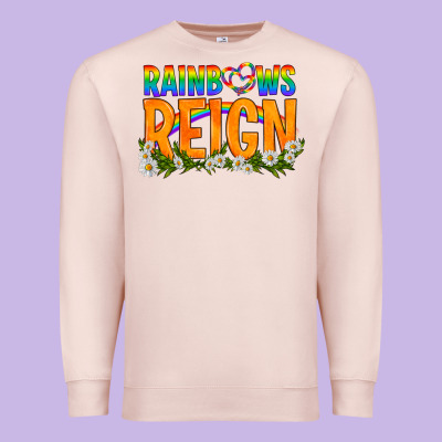 Lgbtq+ Rainbows Reign Premium Sweatshirt Designed By Bundleandbundleshop