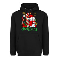 Black My 1st. Christmas with cute snowman Heavyweight Hoodie - NancyCooperArtShop