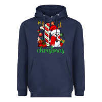 Navy My 1st. Christmas with cute snowman Heavyweight Hoodie - NancyCooperArtShop