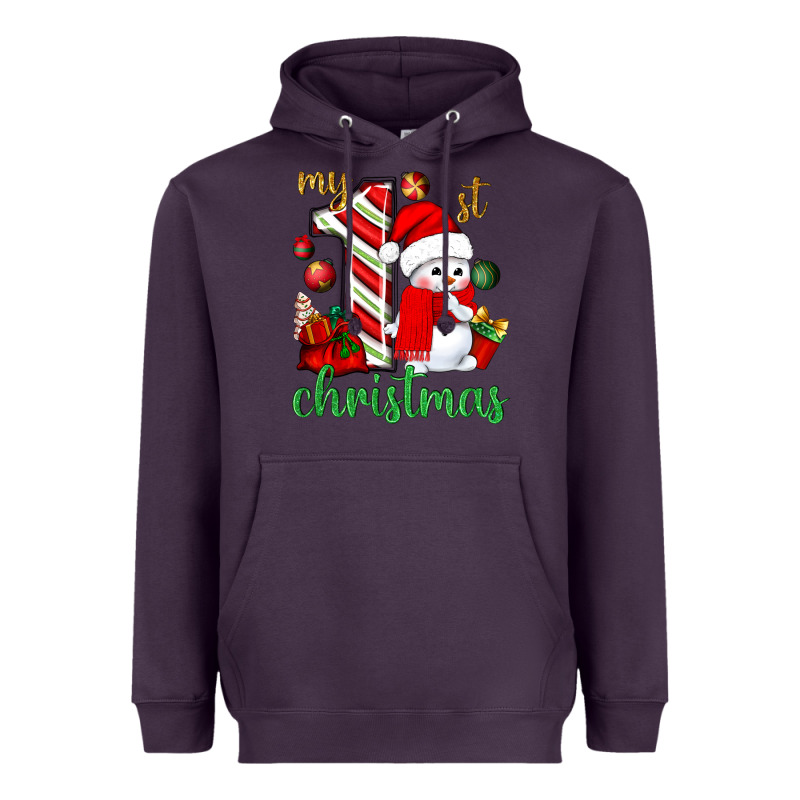 My 1st. Christmas With Cute Snowman Heavyweight Hoodie by NancyCooperArtShop | Teevron