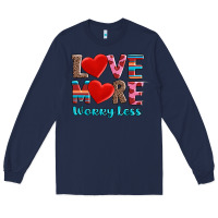 Navy love more worry less Long Sleeve Tee - AdoDesignShop