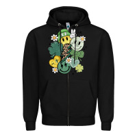 Black st patricks day green smile Zipper Hoodie - MaliasSmallBusiness