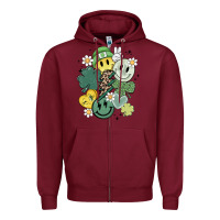 Burgundy st patricks day green smile Zipper Hoodie - MaliasSmallBusiness
