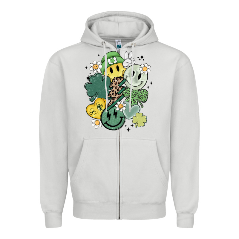 St Patricks Day Green Smile Zipper Hoodie by MaliasSmallBusiness | Teevron