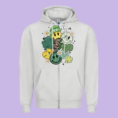 St Patricks Day Green Smile Zipper Hoodie Designed By Maliassmallbusiness