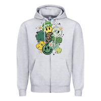 Heather Grey st patricks day green smile Zipper Hoodie - MaliasSmallBusiness