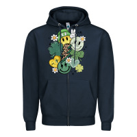 Navy st patricks day green smile Zipper Hoodie - MaliasSmallBusiness