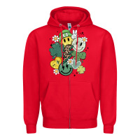 Red st patricks day green smile Zipper Hoodie - MaliasSmallBusiness