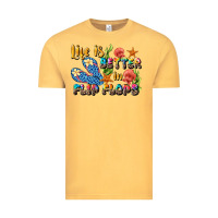 Vintage Mustard life is better in flip flops summer Vintage Tee - JahusDesignShop