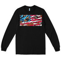 Black usa flag and leopard with wood license plate Long Sleeve Tee - Artiststas