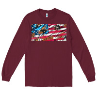 Burgundy usa flag and leopard with wood license plate Long Sleeve Tee - Artiststas