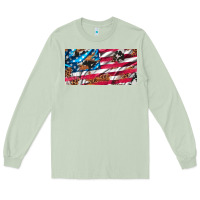 Matcha usa flag and leopard with wood license plate Long Sleeve Tee - Artiststas