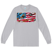 Moon Dust usa flag and leopard with wood license plate Long Sleeve Tee - Artiststas