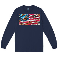 Usa Flag And Leopard With Wood License Plate Long Sleeve Tee | Teevron