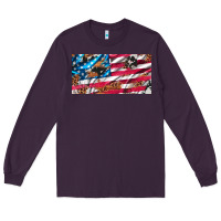 Plum usa flag and leopard with wood license plate Long Sleeve Tee - Artiststas