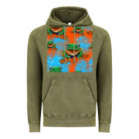 Vintage Olive funny frogs seamless pattern Vintage Hoodie - HRA Design Shop