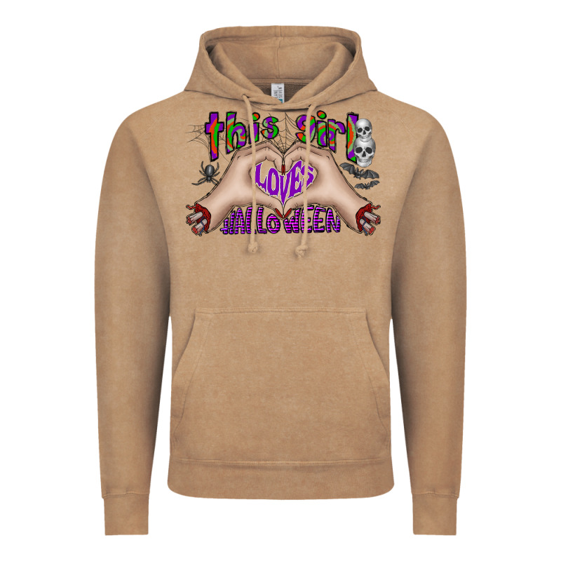 This Girl Loves Halloween Vintage Hoodie by CowhideDigitalArt | Teevron