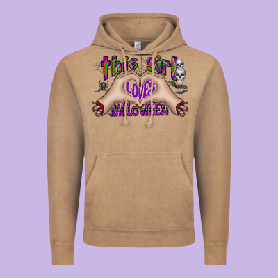 This Girl Loves Halloween Vintage Hoodie Designed By Cowhidedigitalart