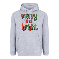 Heather Grey merry and bright Heavyweight Hoodie - MaliasSmallBusiness