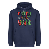Navy merry and bright Heavyweight Hoodie - MaliasSmallBusiness