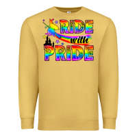 Antique Gold Western LGBTQ+ Ride With Pride Premium Sweatshirt - BundleAndBundleShop