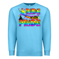 Ocean Blue Western LGBTQ+ Ride With Pride Premium Sweatshirt - BundleAndBundleShop