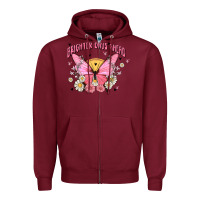 Burgundy brighter days ahead Zipper Hoodie - MaliasSmallBusiness