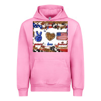 Fuchsia Pink peace love america Urban Hoodie - TumblerDesignByShophia