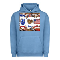 Pigment Pebble Blue peace love america Urban Hoodie - TumblerDesignByShophia