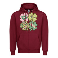 Burgundy st patricks day clover Zipper Hoodie - MaliasSmallBusiness